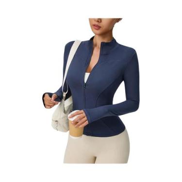 Imagem de Jaqueta Esportiva Feminina De Manga Longa Com Gola Alta Para Fitness, 