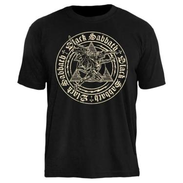 Imagem de Camiseta de Banda Black Sabbath Stamp em Algodão Manga Curta-Unissex