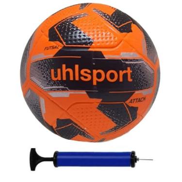 Imagem de Bola Futsal Uhlsport Attack + Bomba de Ar, Laranja, Preto