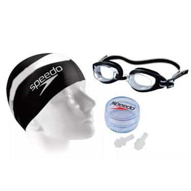 Imagem de Kit Natação Speedo Swim Óculos Uv + Protetor Ouvido + Touca-Unissex