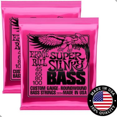 Imagem de Kit 2 Encordoamentos Baixo 4 Cordas 045/100 Ernie Ball