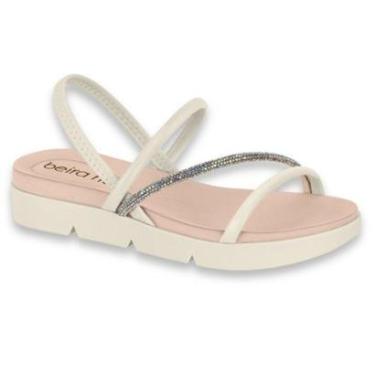 Imagem de Sandalia Papete Beira Rio Original Feminino Sandalia Rasteira Strass Flatform Casual Conforto-Feminino