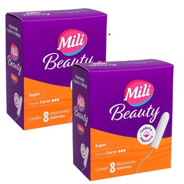 Imagem de Absorvente interno Super Mili Beauty  kit  2 caixas com 8 (total: 16 absorventes internos)