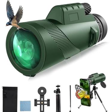 Imagem de Telescópio monocular de alta potência 12 x 52, monóculos para adultos, prisma BAK-4 e monóculo de alta potência FMC para smartphone, verde