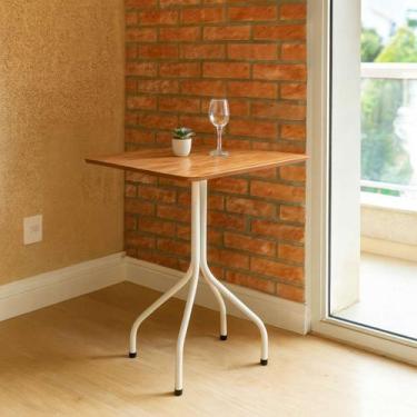 Imagem de Mesa De Jantar Quadrada 68x68 Reforçada Estilo Industrial Compacta Ide
