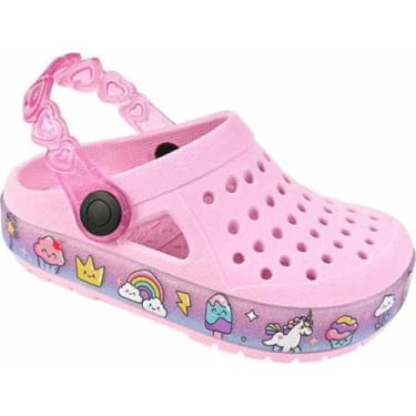Imagem de Babuche Infantil Menina Unicórnio, Sandália Feminina Rosa com Estampa Mágica, Calçado Confortável com Furos para Ventilação e Decoração de Nuvens e Arco-Íris (Rosa/Unicórnio, BR, Criança de 1 a 3 anos, Faixa Numérico, 24, 25)