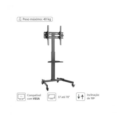 Imagem de Suporte Rack Para Tv De 37" A 70" Até 40kg Com Bandeja -