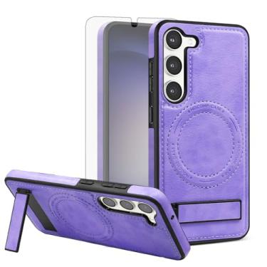 Imagem de Asuwish Capa de celular para Samsung Galaxy S23 Plus S23+ 5G capa de celular com protetor de tela magnético e suporte rígido de couro sintético Slicone S23plus 23S + S 23 23+ SM-S916U 16.8 cm feminino