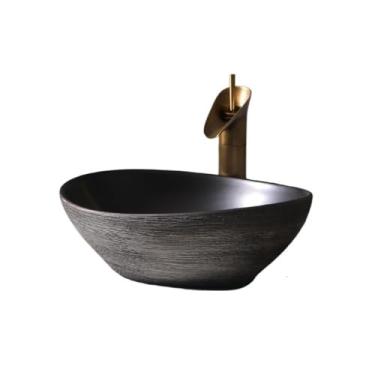 Imagem de Vessel Vanity Sink Vaso de porcelana cerâmica pia de banheiro retrô pequena tigela de lavagem acima do balcão bancada moderna