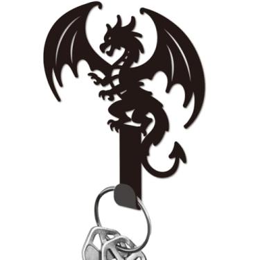 Imagem de DELORIGIN Porta-chaves de dragão para parede, mini ganchos de ferro preto, suporte para chaves montado na parede com 1 gancho, pequeno cabide para chave de casa, porta de entrada, corredor, banheiro