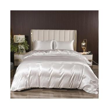 Imagem de x3anggyt5 Conjunto de cama de seda reversível de 3 peças, edredom luxuoso de cetim macio com 2 fronhas de cetim (Queen-229 x 229)