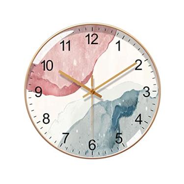 Imagem de KHUTRW3D Cozinha 25,4 cm/30,5 cm/35,5 cm Leve Luxo Moderno Redondo Relógio de Parede Silencioso Decoração Interior Relógio Decoração (35,5 cm)