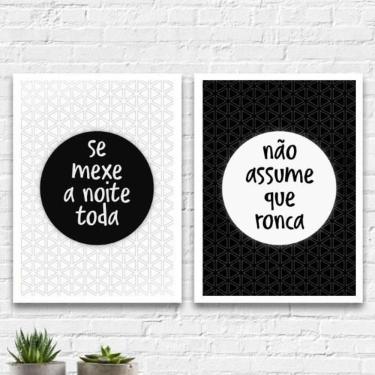 Imagem de Kit 2 Quadros Casal Ronca E Se Mexe 33X24Cm - Com Vidro