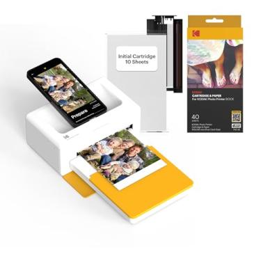 Imagem de KODAK Dock Plus Impressora fotográfica de 10 x 15 cm, 50 folhas, ancoragem e impressora Bluetooth para iPhone e Android, impressões coloridas instantâneas, sublimação de tinta 4PASS
