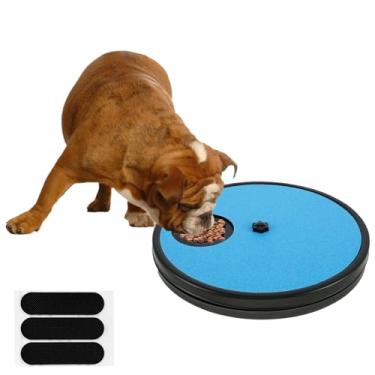 Imagem de Almofada para arranhar unhas para cães, redonda, antiderrapante, com 6 compartimentos para lanches, giratória, removível, arranhador, lixa para cães, gatos, animais de estimação (azul)