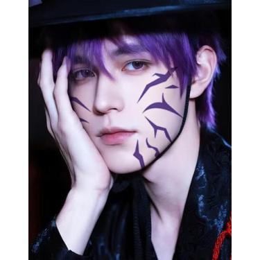 Imagem de Kit de 2 Adesivos Autocolantes de Tatuagem de Rosto K-Pop Cor:Roxo - G