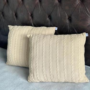Imagem de 2 Capas De Almofada Tricot Com Zíper Sofa Poltrona Trico 45x45 Premium