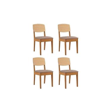 Imagem de Cadeira de Cozinha Havana Premium Kit 4 Un Naturalle/Linho Capuccino - Rufato