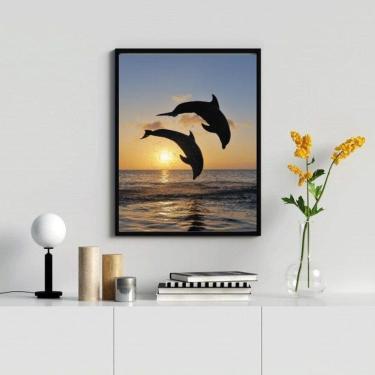 Imagem de Quadro Decorativo Fotografia Golfinhos 24X18Cm