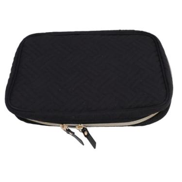 Imagem de Pilipane Organizador de joias de viagem, estojo de joias portátil, com zíper, fichário, livro de armazenamento com bolsos transparentes para colares, brincos, anéis, pulseiras, poliéster, pele de