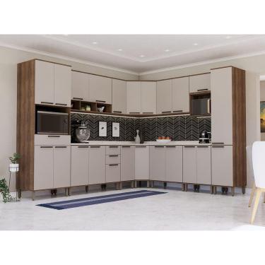 Imagem de Cozinha Completa 13 Peças Espaço Para Forno E Microondas Com Nogueira Dourado/cinammon