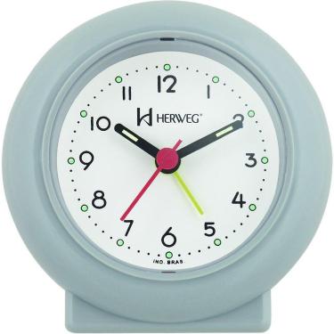 Imagem de Despertador Analógico Redondo Tradicional Quartz Cinza - Cinza