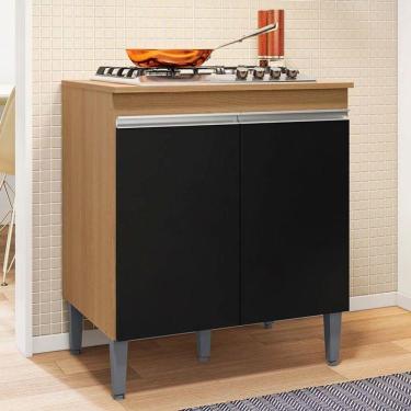 Imagem de Balcão Para Cooktop De 4 E 5 Bocas Com Tampo Andréia Amêndoa/Preto