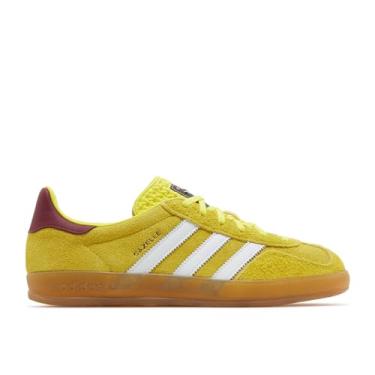 Imagem de adidas Tênis feminino Gazelle Indoor, Amarelo brilhante/branco nuvem/vinho universitário, 35