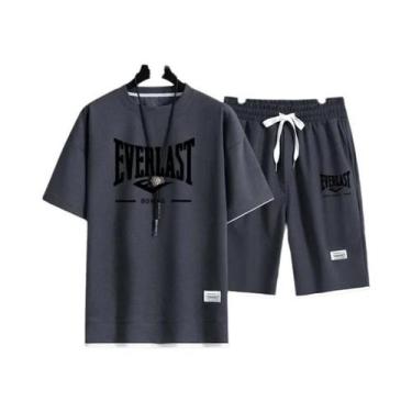 Imagem de Conjunto De Camiseta De Gola Redonda E Calções De Secagem Rápida Para 