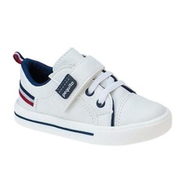 Imagem de Tênis Infantil Menino Calce-Fácil Listra Branco-Masculino