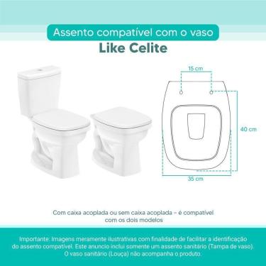 Imagem de Assento Sanitário Tampa De Vaso Branco Mdf Laqueado Like Para Bacia Celite