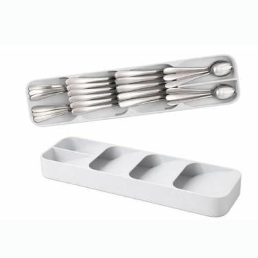 Imagem de Porta Talheres Organizador Para Gaveta Com Divisória Branco - Fwb