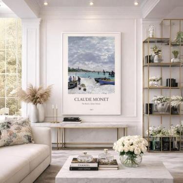 Imagem de Quadro Canvas Claude Monet Praia Sainte 90X60Cm Mold Preta - Quadros O