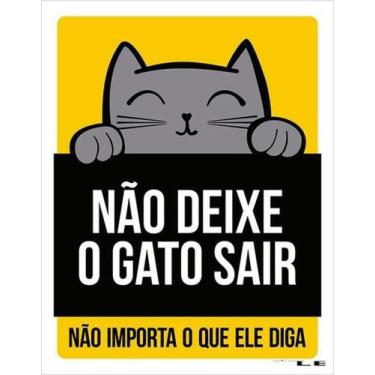 Imagem de Kit 3 Placas Não Deixe Gato Sair Amarela 27X35 - Sinalizo