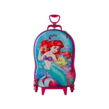 Imagem de Mala Infantil Pequena Sereia 3D com Rodinhas - Verde - Disney