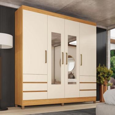 Imagem de Guarda-Roupa Casal Mônaco Demóbile 4 Portas 6 Gavetas com Espelho e Pés PVC
