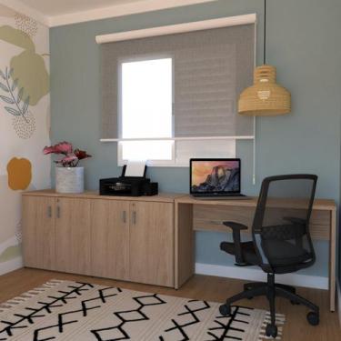 Imagem de Escrivaninha Mesa Escritório 100cmx47cm com Armário Baixo 4 Portas 100