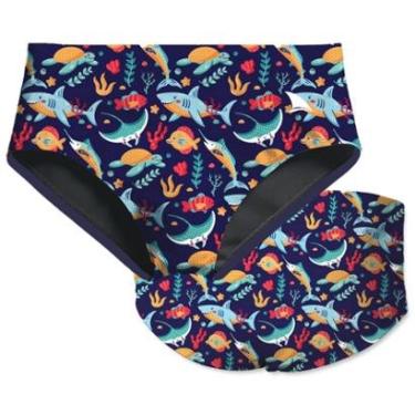 Imagem de SUNGA INFANTIL FUNDO DO MAR COM FORRO E PROTEÇÃO UV 50+ KAUNA-Masculino