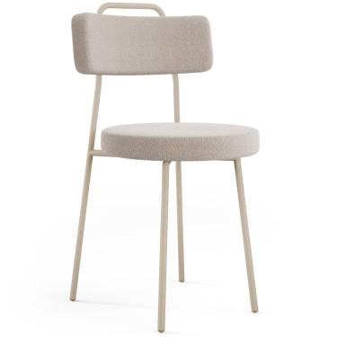 Imagem de Cadeira Decorativa Estofada Para Sala De Jantar Barcelona Arena L02 Bouclê Creme - Lyam