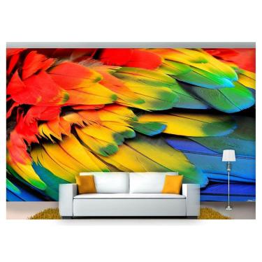 Imagem de Papel De Parede Animais Penas Coloridas 3D Anm222