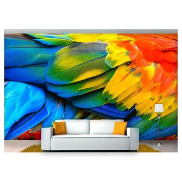 Imagem de Papel De Parede Animais Penas Coloridas 3D Anm232