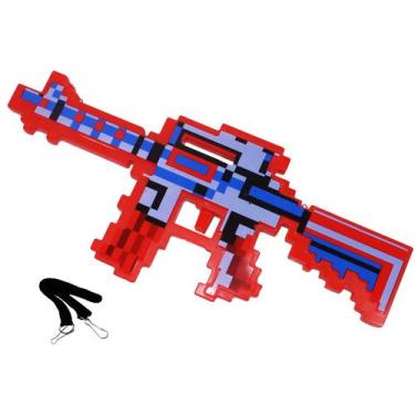 Imagem de Arminha Brinquedo Minecraft Diamante Com Luz/som E Laser + Pilhas - M&