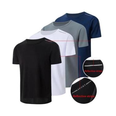 Imagem de Camiseta Esportiva Masculina De Verão De Secagem Rápida Com Mangas Cur