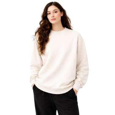 Imagem de Blusa de Frio Moletom Sem Capuz Confortavel Macio Liso-Feminino