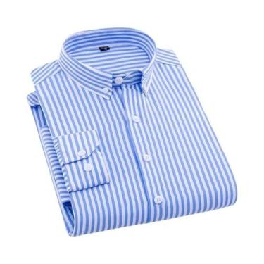 Imagem de Camisa Social Masculina De Manga Longa Antirrugas Listrada Xadrez Para