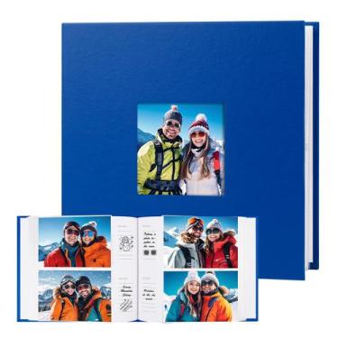 Imagem de Álbum de fotos Xfveiwoo 10x15cm 240 fotos Capa de couro azul