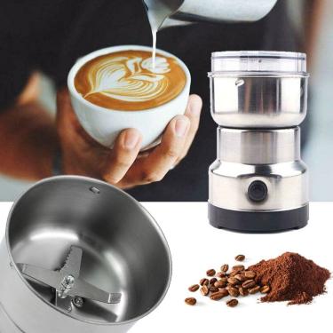 Imagem de Moedor Triturador de Café Mini Elétrico para Grãos com Interruptor de Segurança Prata V...