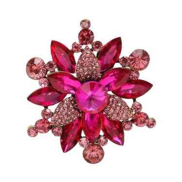 Imagem de Broches De Flor Com Strass Femininos Modernos, 9 Cores, Alfinetes De F