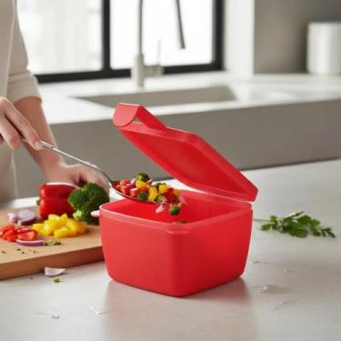 Imagem de Tupperware Pote Conserva Metade Quadrado 600ml, Vermelho