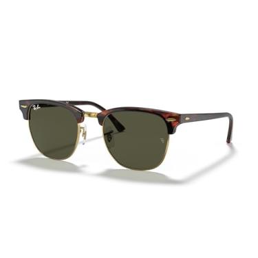 Imagem de Óculos de Sol Ray-Ban Clubmaster 0RB3016 W0366 Tam 51 / Marrom/Ouro - Lentes Verde